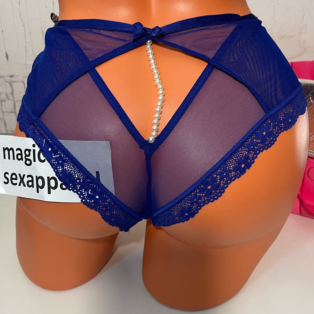 VS S M L PEARL CUT OUT MESH CHEEKY PANTY STRAPPY
